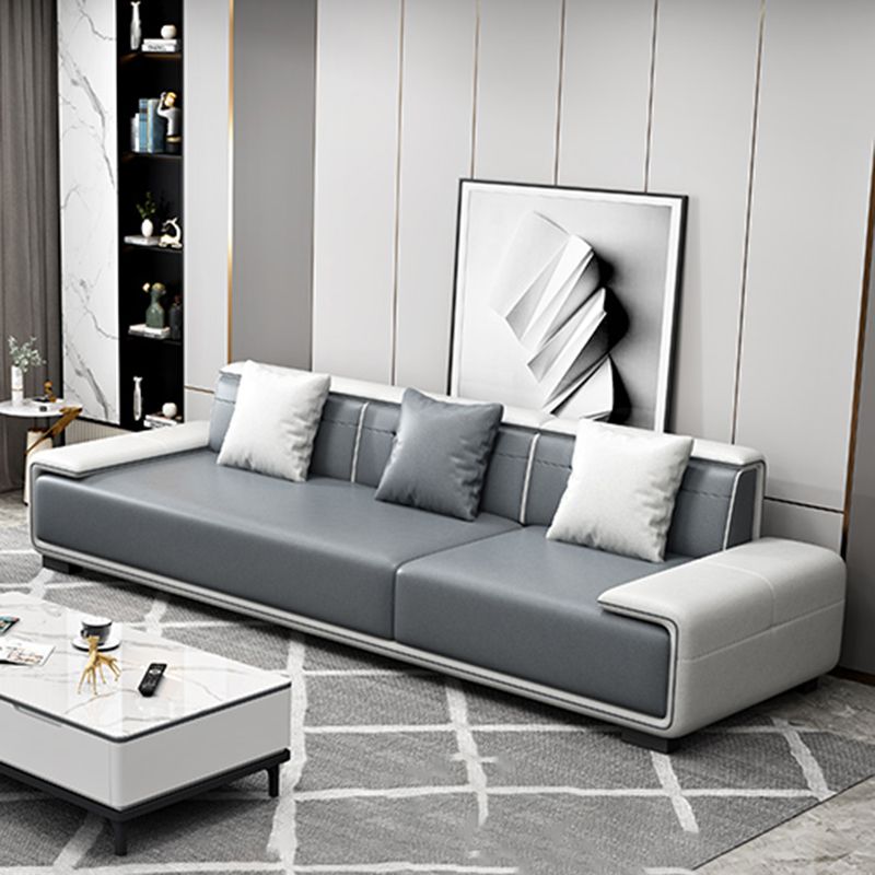 29"H Scandinavian Sectional Sofa Leather Grey Sectionals with Bostol Pillows Clearhalo 'furn' 'furn_sectionals' 'Furniture' 'Living Room Furniture' 'Sectionals' 1200x1200_8561f1de-fa4b-41f8-b770-edf11d4d18d0
