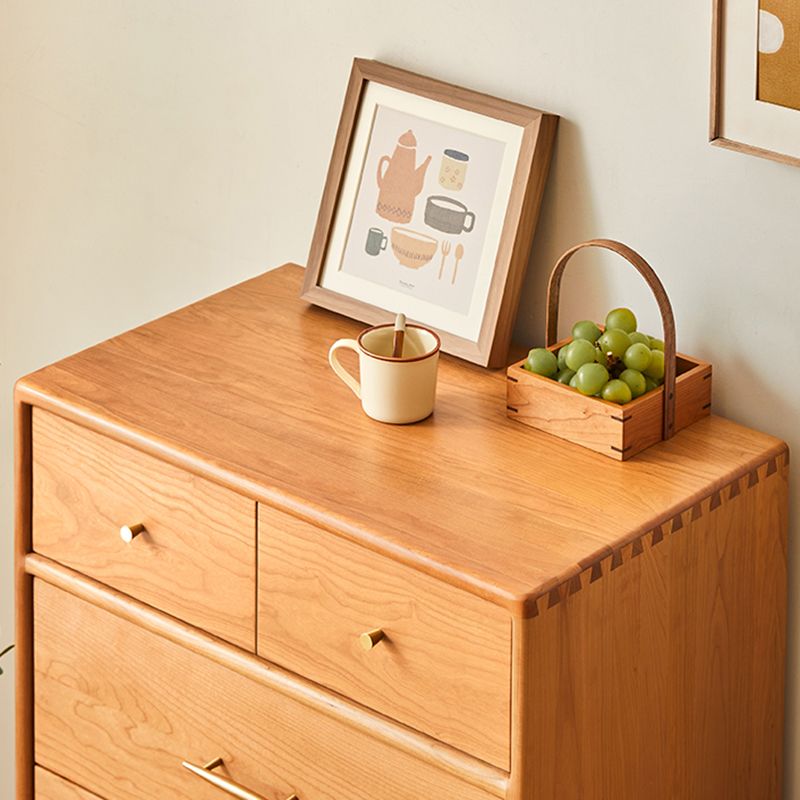 Contemporary Pine Wood Accent Chest 39" Tall Side Cabinet with 5 Drawers Clearhalo 'Cabinets & Chests' 'cabinets_chests' 'furn' 'furn_cabinets_chests' 'Furniture' 'Living Room Furniture' 1200x1200_856206aa-8710-4fae-9174-7f4a16a7fb35