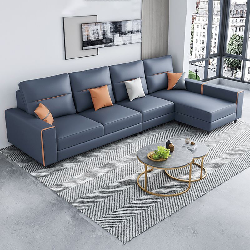 Cushion Back Faux Leather Sectional Sofa 35.43" Tall Sectional  Sofa