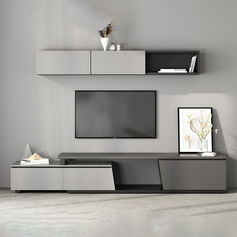 Gray TV Stand 71 /92 - Consola de TV de madera deslizante de pulgadas con cajones