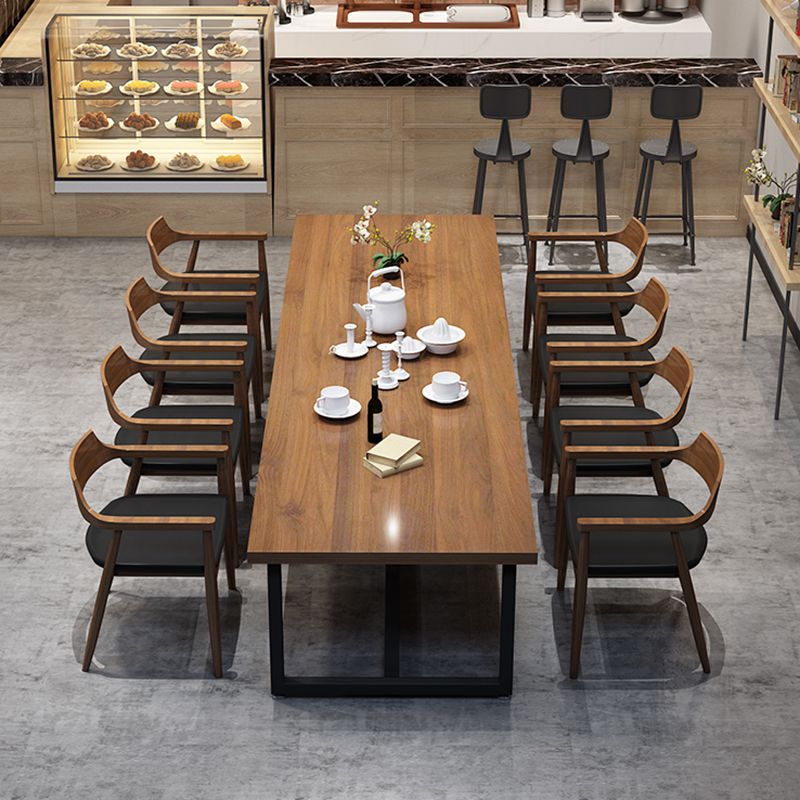 Industrial Solid Wood Table for Restaurant Dining Table with Trestle Base Clearhalo 'Dining Tables & Seating' 'Dining Tables' 'dining_table' 'furn' 'furn_dining_table' 'Furniture' 'furniture_dining_table' 'Kitchen & Dining Furniture' 1200x1200_856402d4-f754-407e-b6bf-edbde47000e2