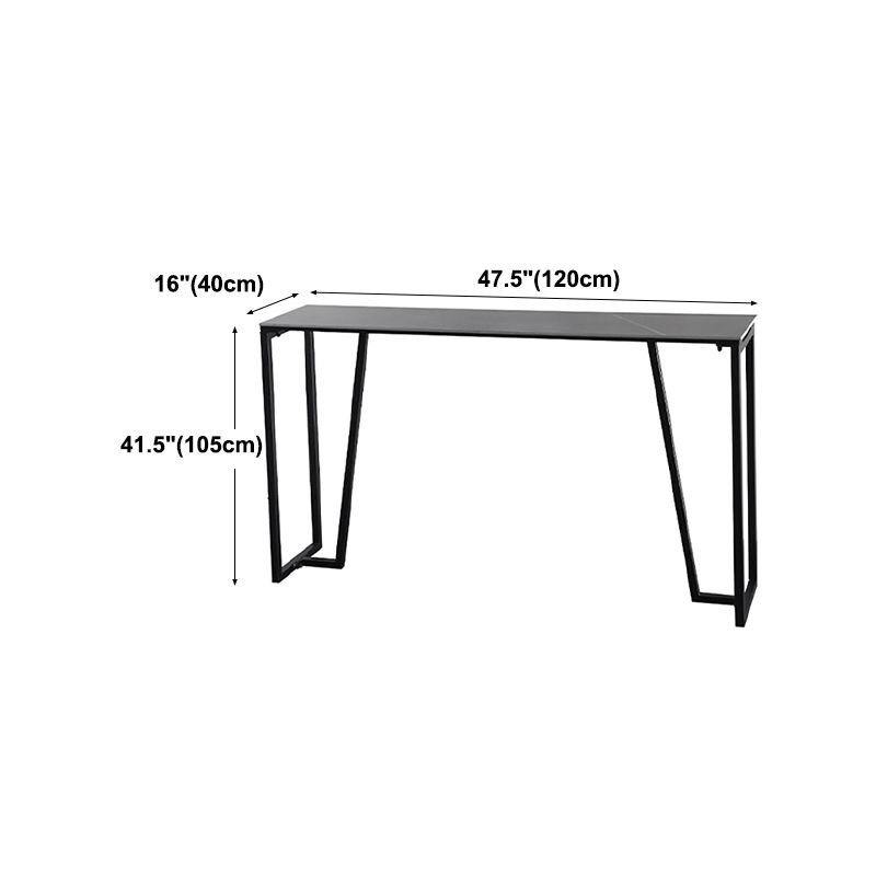 Industrial Grey Stone Pub Bar Table Indoor Iron Bar Dining Table with Double Pedestal Clearhalo 'Bar Furniture' 'Bar Tables' 'bar_tables' 'furn' 'furn_bar_tables' 'Furniture' 'furniture_bar_tables' 'Kitchen & Dining Furniture' 1200x1200_8564221a-95dd-4d48-9246-89c2cf3f6e96