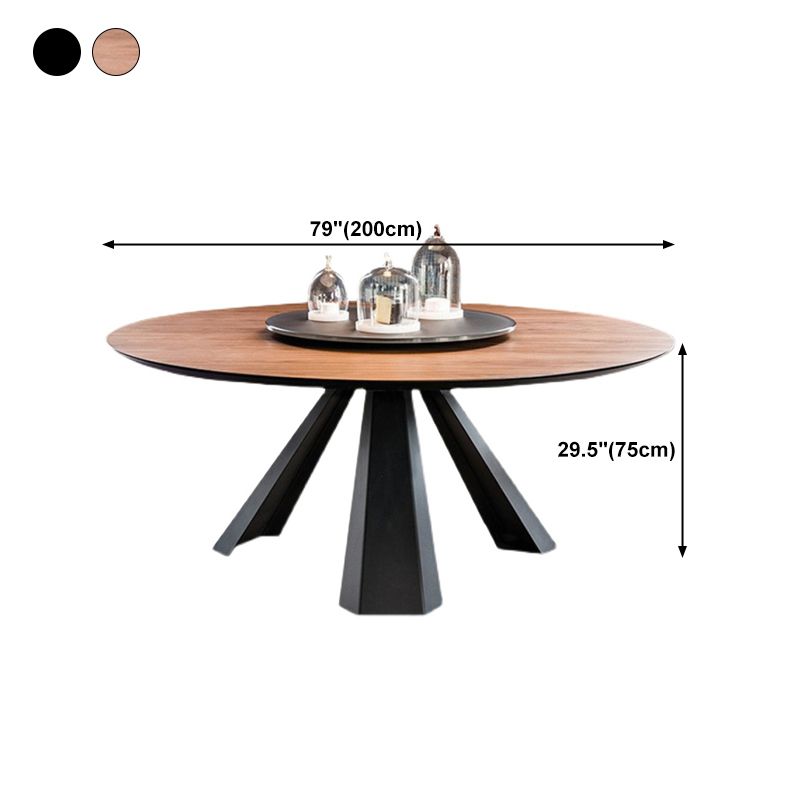 Pine Round Dining Table Black Frame Modern Dining Convertible Dining Table Clearhalo 'Dining Tables & Seating' 'Dining Tables' 'dining_table' 'Furniture' 'furniture_dining_table' 'Kitchen & Dining Furniture' 'kitchen' 'kitchen_dining_table' 1200x1200_85648f92-219d-4d8e-974a-15e659ee122e