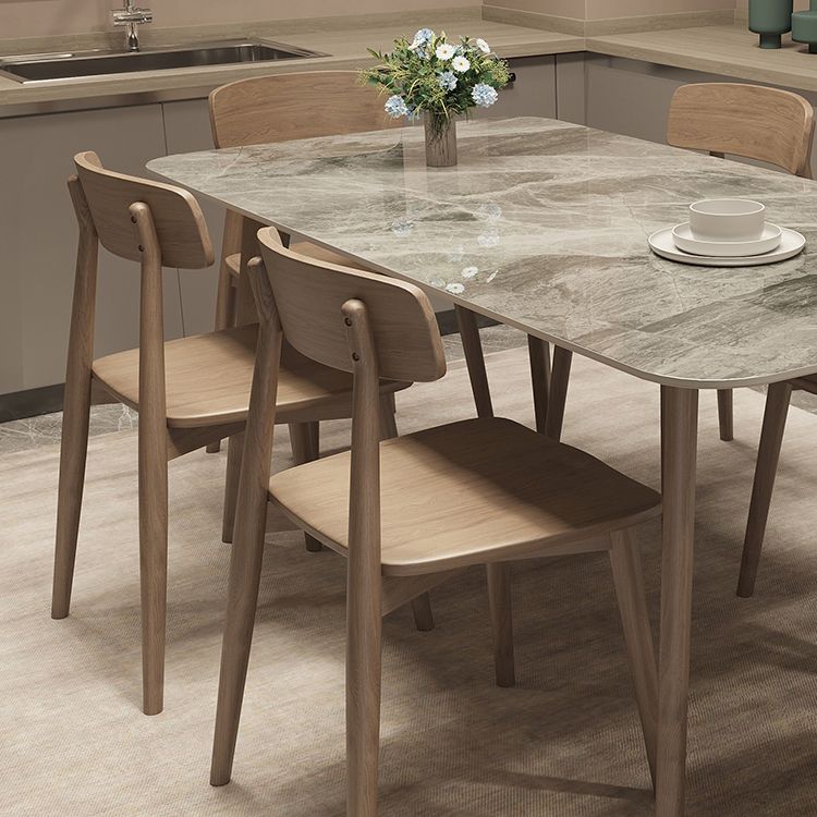 Tavolo da pranzo in stile shaker rettangolo 4 gambe marroni in legno massiccio tavolo da pranzo