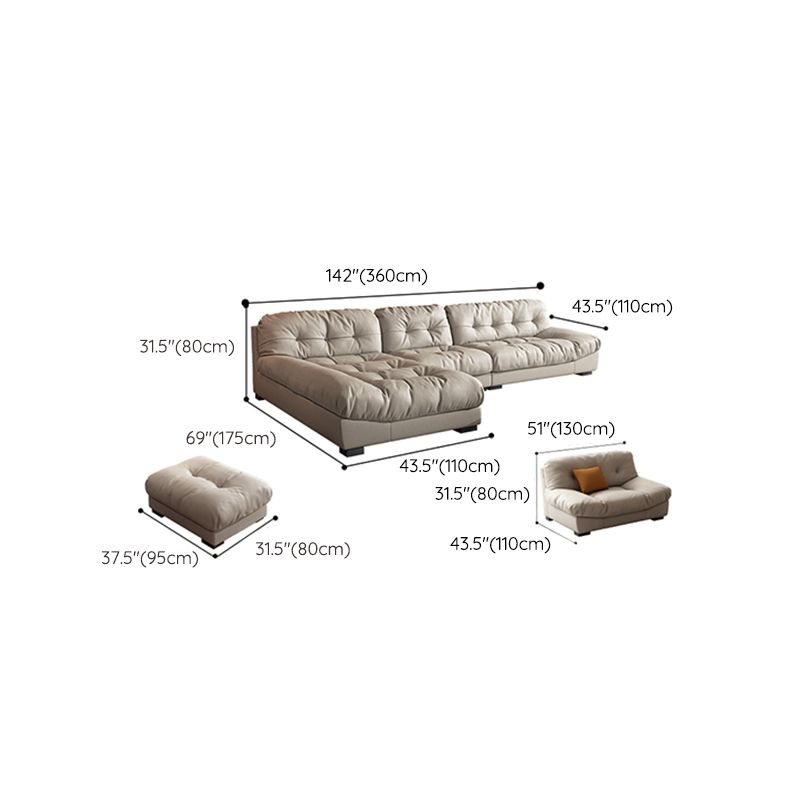 Sofá minimalista de cuero sintético contemporáneo y cojines con almohada de almohada de chaise sofá