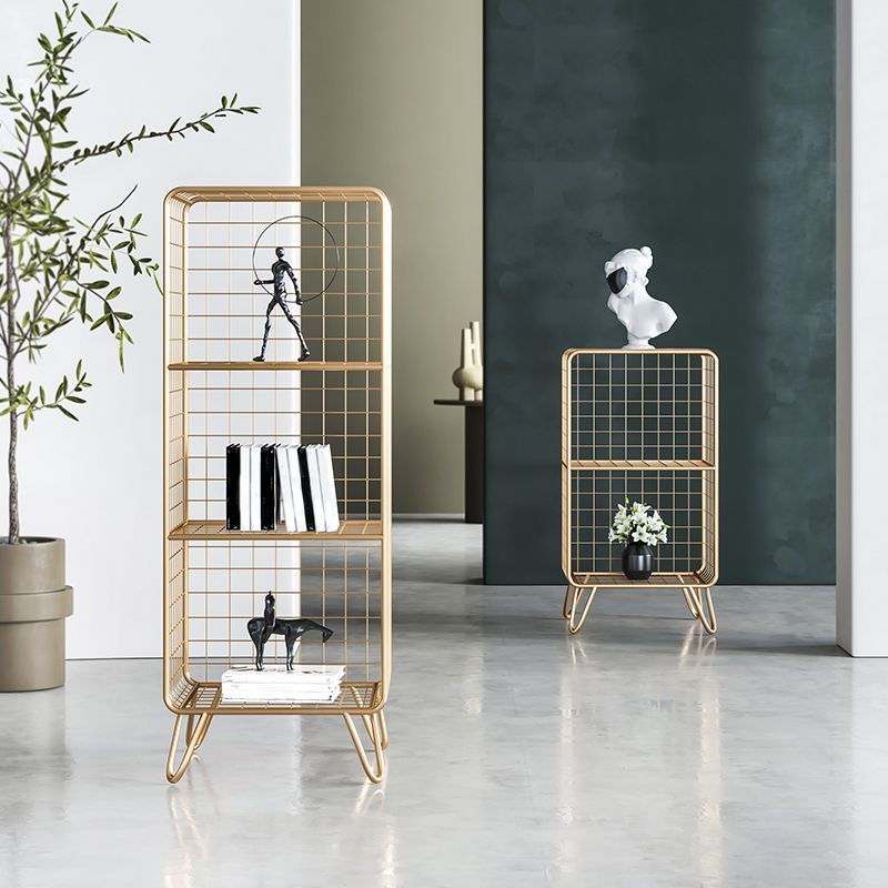 11.81" W Glam Antique Finish Shelf Bookcase Metal Book Shelf with Rectangular Shelves Clearhalo 'Bookcases' 'furn' 'furn_bookcases' 'Furniture' 'Office Furniture' 1200x1200_8565c134-8fab-4314-8e36-e95ccb8f17be