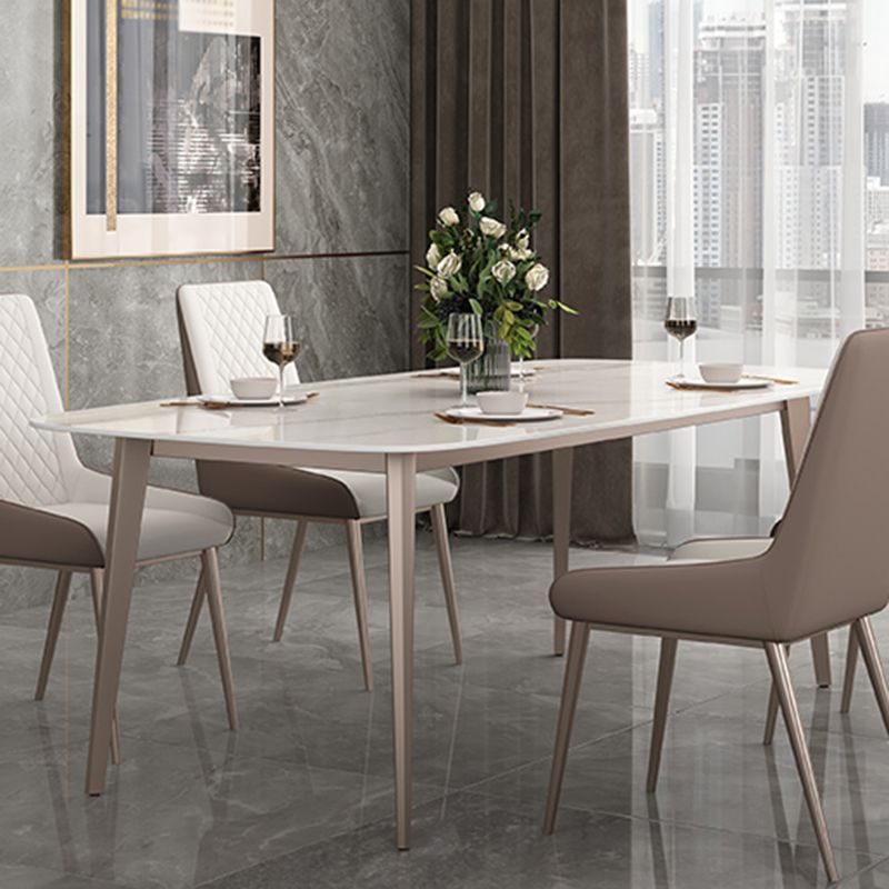 Metal Contemporary Rectangular Dining Table Sintered Stone Table with 4 Legs Clearhalo ' dining_table' 'Dining Tables & Seating' 'Dining Tables' 'furn' 'furn_dining_table' 'Furniture' 'furniture_dining_table' 'Kitchen & Dining Furniture' 'kitchen&dining_furn' 'kitchen' 'kitchen_dining_table' 1200x1200_8568f093-1866-4821-b136-3f62448ba535