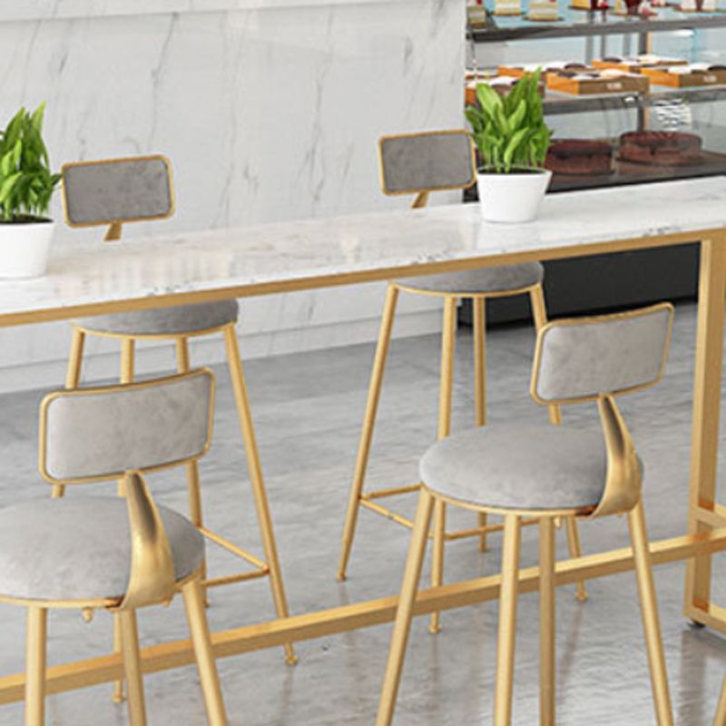 Industrial 1/2/7 Pieces Bar Table Set Rectangle Marble Counter Table with High Stools