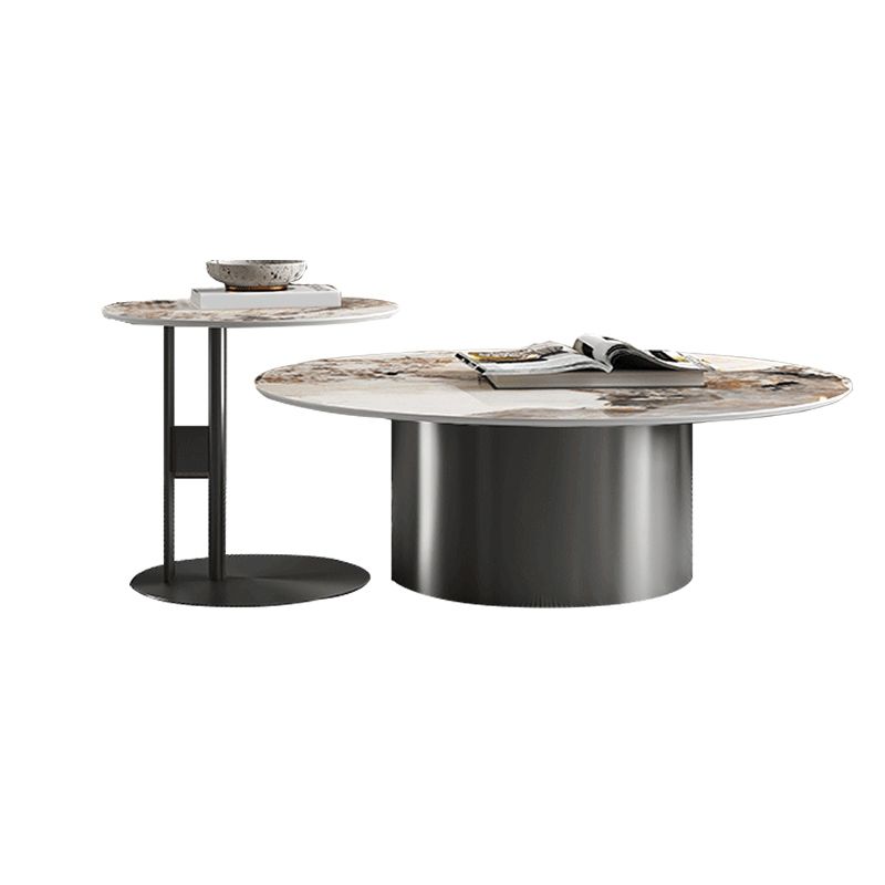 Pedestal Round Coffee Table Glam Slate Nesting Coffee Table Set Clearhalo 'Coffee & Accent Tables' 'Coffee Tables' 'coffee_tables' 'furn' 'furn_coffee_tables' 'Furniture' 'Living Room Furniture' 1200x1200_856e2ce8-5cac-4d17-9e9b-1730b5ea1f2a