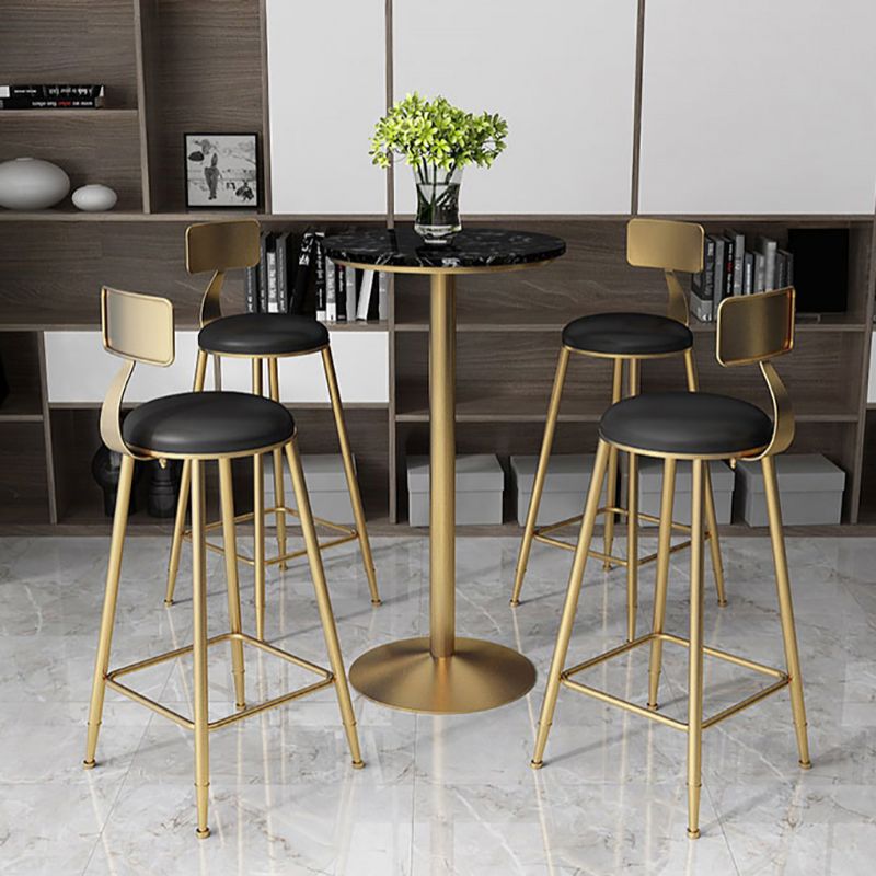 Glam Style Gold Metal Bar Table 21.6"W Top Marble Indoor Bistro Table Clearhalo 'Bar Furniture' 'Bar Tables' 'bar_tables' 'furn' 'furn_bar_tables' 'Furniture' 'furniture_bar_tables' 'Kitchen & Dining Furniture' 'kitchen&dining_furn' 'kitchen' 1200x1200_857116f8-bd29-4566-b586-c75a9ece3d59