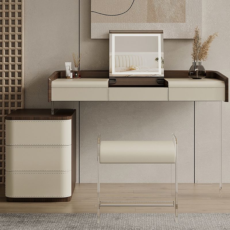 Tavolo da toeletta da toeletta in legno per trucco a flip-top con 5 cassetti