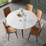 Modern Round Dining Table Sintered Stone Dining Table with 4 Black Legs for Home Kitchen Dinner Clearhalo ' dining_table' 'Dining Tables & Seating' 'Dining Tables' 'furn' 'furn_dining_table' 'Furniture' 'furniture_dining_table' 'Kitchen & Dining Furniture' 'kitchen&dining_furn' 'kitchen' 'kitchen_dining_table' 1200x1200_8573dd6e-75ad-4249-93bc-6ced35c0df8f