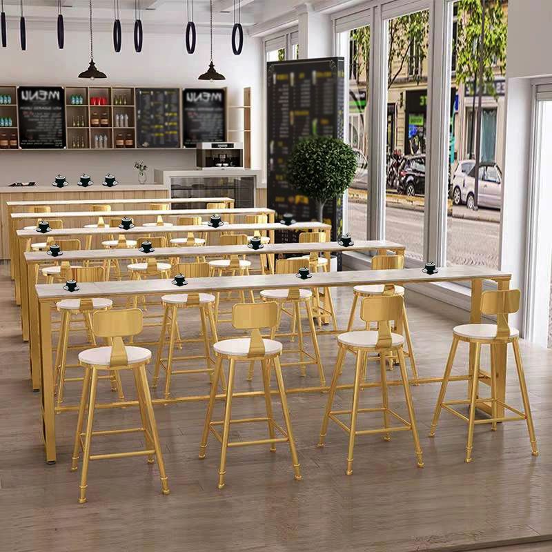 Tavolo da bistrot contemporaneo in pietra top rettangolo tavolo da cocktail bar interno in bianco