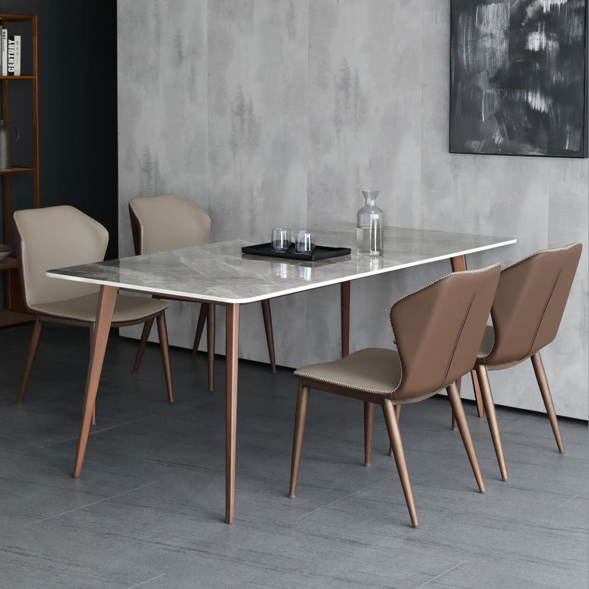 Mid-Century Modern Sintered Stone Table 4 Legs Rectangle Table for Home Clearhalo ' dining_table' 'Dining Tables & Seating' 'Dining Tables' 'furn' 'furn_dining_table' 'Furniture' 'furniture_dining_table' 'Kitchen & Dining Furniture' 'kitchen&dining_furn' 'kitchen' 'kitchen_dining_table' 1200x1200_85750fee-ee58-484b-a7b2-57d6cdef0502