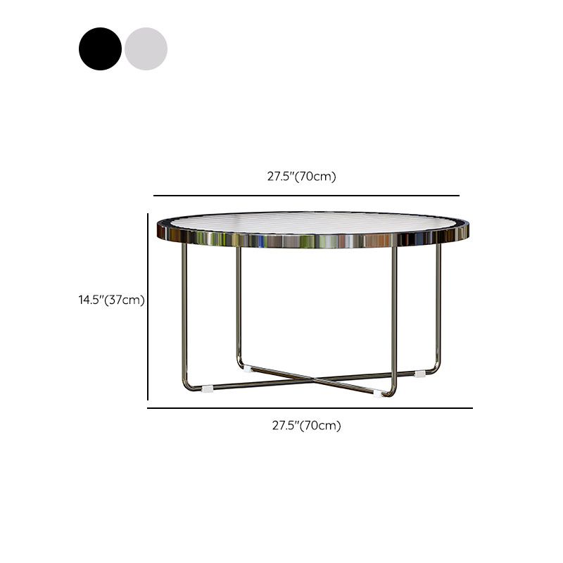 Round Cross Legs Coffee Table Stainless Steel Cocktail Table Clearhalo 'Coffee & Accent Tables' 'Coffee Tables' 'coffee_tables' 'furn' 'furn_coffee_tables' 'Furniture' 'Living Room Furniture' 1200x1200_8577f69c-52b6-44e8-9303-d5208d67622e