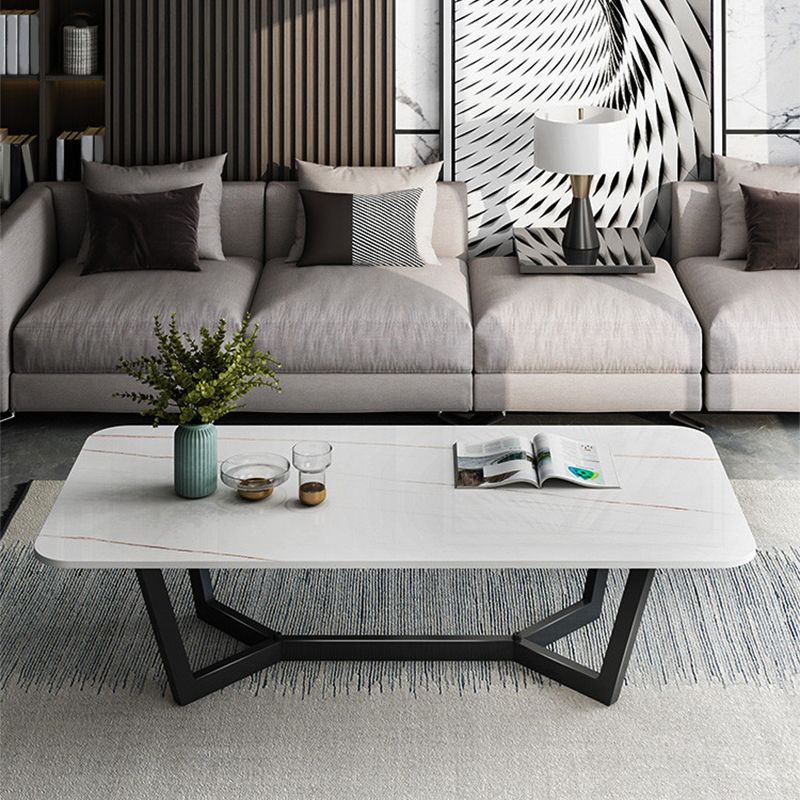 Tavolino da caffè in ardesia rettangolare da 16,5 "H glam tavolino in metallo tavolino da cocktail