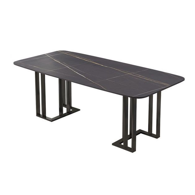 Traditional Luxury Dining Table White and Black Marble Rectangle Dining Table for Home Clearhalo 'Dining Tables & Seating' 'Dining Tables' 'dining_table' 'furn' 'furn_dining_table' 'Furniture' 'Kitchen & Dining Furniture' 1200x1200_85790cfa-d079-469e-b948-19f2659860d3