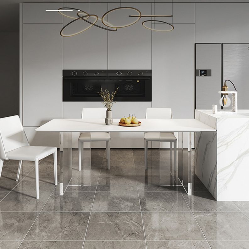 Acrylic Contemporary Rectangular Dining Table Sintered Stone Table with Acrylic base Clearhalo ' dining_table' 'Dining Tables & Seating' 'Dining Tables' 'furn' 'furn_dining_table' 'Furniture' 'furniture_dining_table' 'Kitchen & Dining Furniture' 'kitchen&dining_furn' 'kitchen' 'kitchen_dining_table' 1200x1200_85793bff-a15c-43d5-aefc-8c1238135958