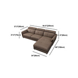 Scandinavian Stain-Resistant Genuine Leather Light-grey Sofa & Chaise