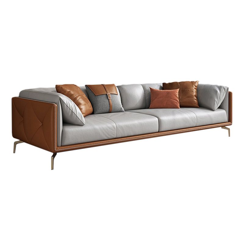 現代的な本物の革枕トップアームソファクッション標準ソファ