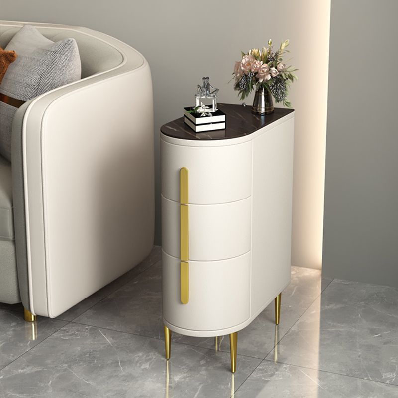 Glam 22.4-inch Tall Stone Top End Table Brass 4 Legs Sofa Side Table