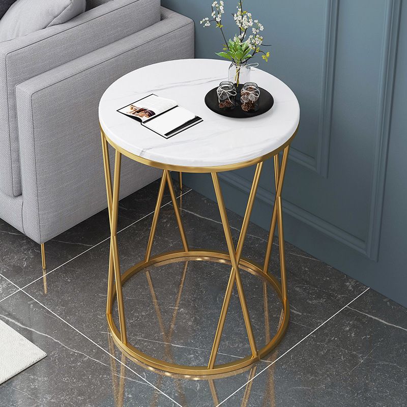 Glam Round Wooden Top End Table Steel Frame Sofa Side End Table for Living Room Clearhalo 'Coffee & Accent Tables' 'End & Side Tables' 'end_side_tables' 'furn' 'furn_end_side_tables' 'Furniture' 'Living Room Furniture' 1200x1200_857ca555-a2f7-4ba7-b1c5-2e5342b882a9