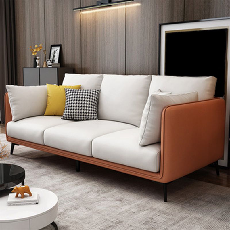 Faux Leather Settee Furniture Recessed Arm Standard Sofa with Pillows Clearhalo 'furn' 'furn_sofas' 'Furniture' 'furniture_sofas' 'kitchen' 'kitchen_sofas' 'Living Room Furniture' 'Sofa' 'sofas' 1200x1200_857d1a4c-919d-4cd2-97f1-c85415149957