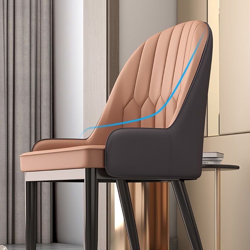 Scandinavian Style Arm Solid Back Dining Side Chair PU Leather Dining Chairs Clearhalo 'Dining Chairs' 'Dining Tables & Seating' 'dining_chair' 'furn' 'furn_dining_chair' 'Furniture' 'furniture_dining_chair' 'Kitchen & Dining Furniture' 1200x1200_857eaab1-35c7-4f5b-8d05-a00d7719c631