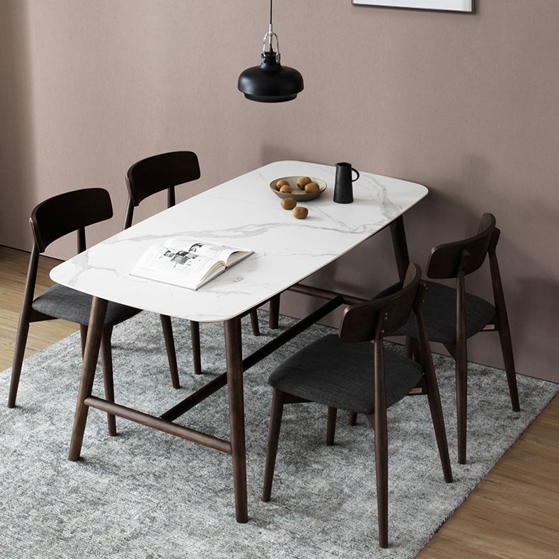 Solid Wood Mid-Century Modern Table Rectangle Sintered Stone Top Table with Trestle Clearhalo ' dining_table' 'Dining Tables & Seating' 'Dining Tables' 'furn' 'furn_dining_table' 'Furniture' 'furniture_dining_table' 'Kitchen & Dining Furniture' 'kitchen&dining_furn' 'kitchen' 'kitchen_dining_table' 1200x1200_857f9f3d-a168-48b1-9668-ccf149a0288a