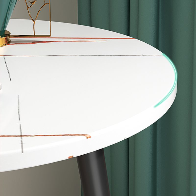 23.6" Tall Modern Round Slate Top Side Table Metal 3 Legs End Table