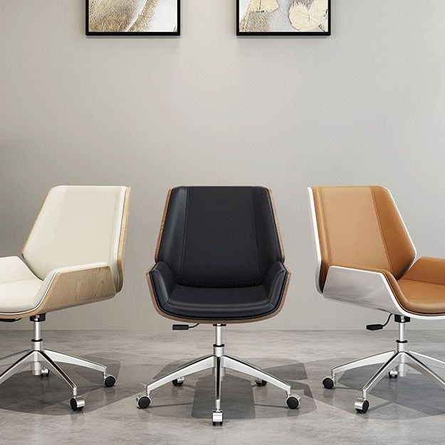 Sedia da scrivania senza braccio posteriore a medio moderna sedia da task in pelle finta