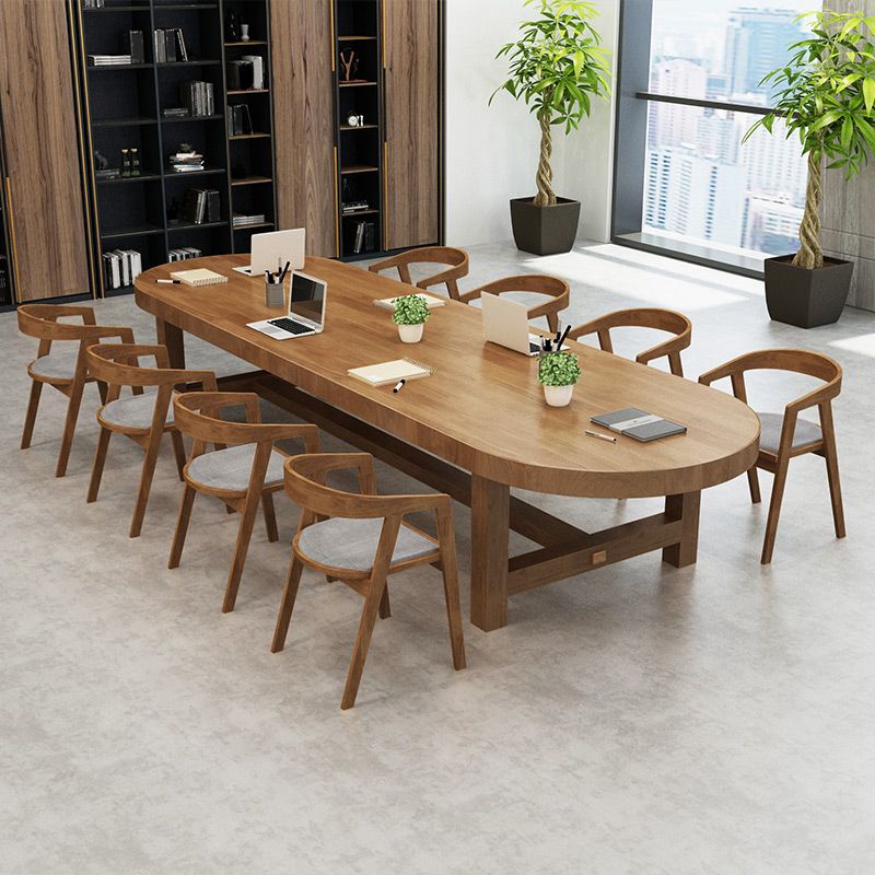 29 "h scrivania marrone contemporanea scrivania in legno massiccio ovale