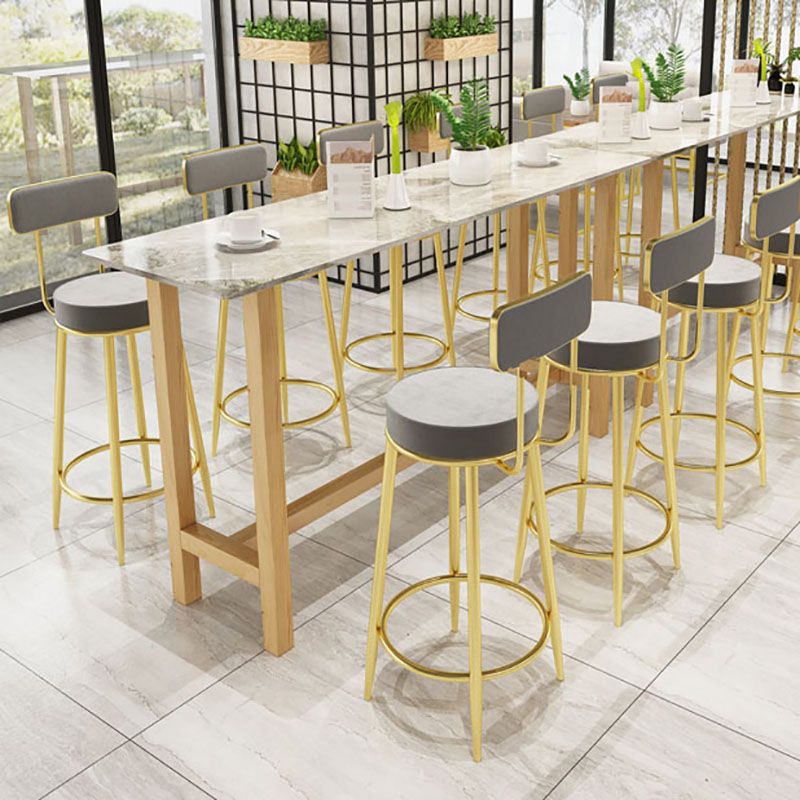Glam Natural Wood Bar Table Faux Marble Rectangle Top 41.3"H Bistro Table Clearhalo 'Bar Furniture' 'Bar Tables' 'bar_tables' 'furn' 'furn_bar_tables' 'Furniture' 'furniture_bar_tables' 'Kitchen & Dining Furniture' 'kitchen&dining_furn' 'kitchen' 1200x1200_8587f6d8-389c-457d-9736-2288bde8940f