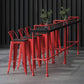 Industrial Wood Bar Table with Rectangle Table Top Red Trestle Table - 45.28" H Clearhalo 'Bar Furniture' 'Bar Tables' 'bar_tables' 'furn' 'furn_bar_tables' 'Furniture' 'furniture_bar_tables' 'Kitchen & Dining Furniture' 1200x1200_858a7baa-6f12-4da8-bfa2-4c399bdf1bb7