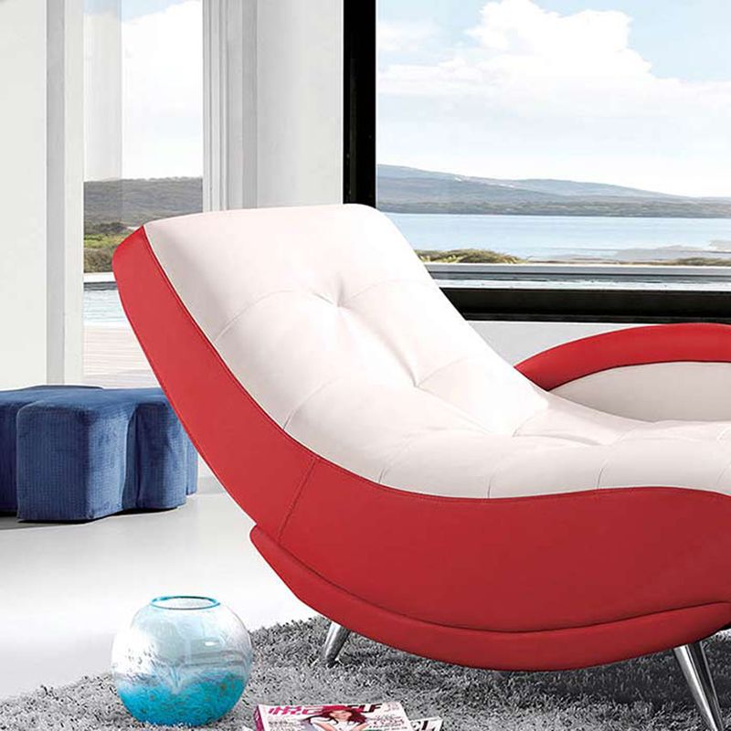 Modern Upholstered Reclining Chaise Lounge with One Arm Faux Leather Chaise Clearhalo 'Chairs & Seating' 'Chaise Lounge' 'chaise_lounge' 'furn' 'furn_chaise_lounge' 'Furniture' 'Living Room Furniture' 1200x1200_858a9513-757d-4f65-9fb4-a8b3f06064ae