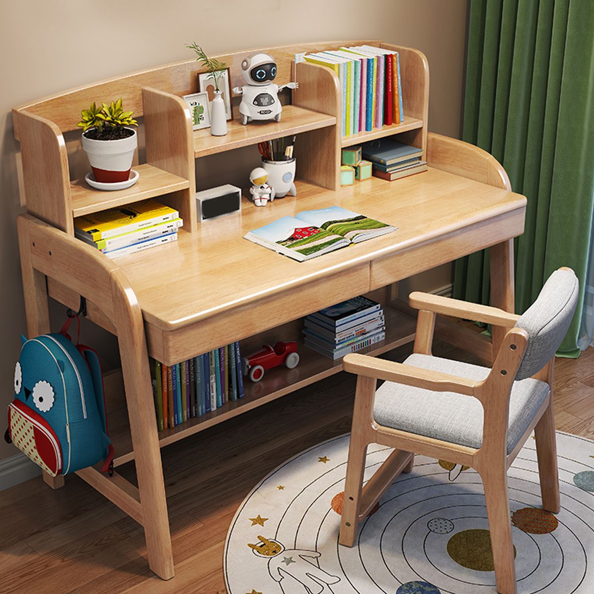 Modern Wood Verstelbaar Writing Desk Home Office Desk met planken