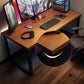 Rectangular Writing Desk Solid Wood Top Desk with Metal Black Legs