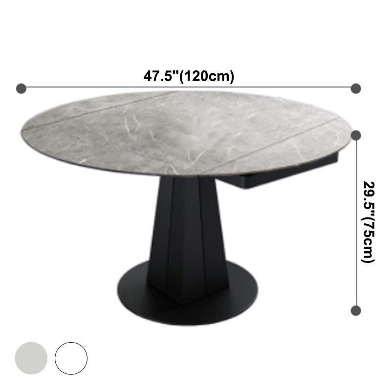 Modern Round Dining Table Sintered Stone Table with Black Pedestal Base,47.2"L x 32.7"W x 30"H Clearhalo ' dining_table' 'Dining Tables & Seating' 'Dining Tables' 'furn' 'furn_dining_table' 'Furniture' 'furniture_dining_table' 'Kitchen & Dining Furniture' 'kitchen&dining_furn' 'kitchen' 'kitchen_dining_table' 1200x1200_858fce64-7f39-4623-b798-37c2dfad0e0b