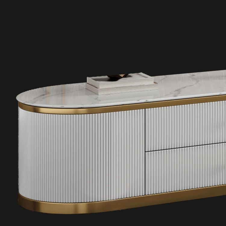 Glam Stone TV Stand con cassetti console multimediale TV di archiviazione chiusa