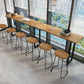 Metal Bar Table Rectangle Wood Top Bistro Pub Table Modern Style Breakfast Table