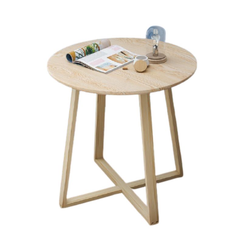 Tavolino laterale di gambe trasversali alte 27,5 "tavolo laterale tondo naturale/ bianco