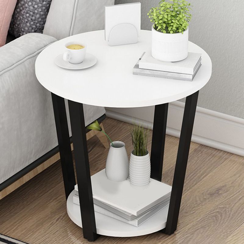 22,4 "tavolo da gambe in acciaio alto 4 gambe rotonde tavolo da estremità in legno con scaffale