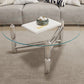 Modern Round Glass Coffee Table Stainless Steel 3 Legs Cocktail Table