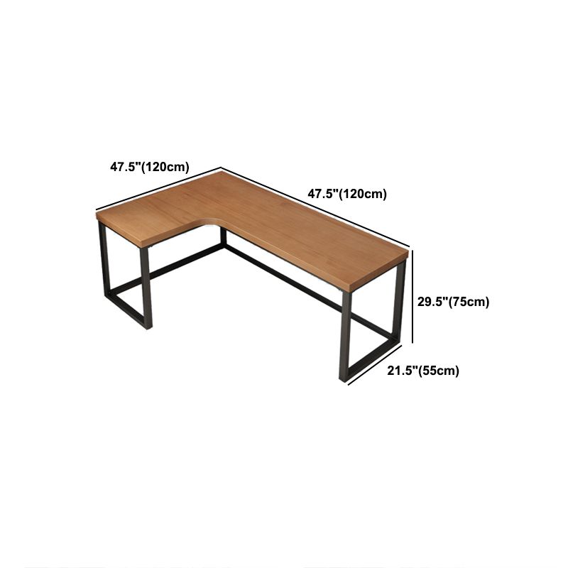 Industrial L-Shape Writing Desk Brown Manufactured Wood Office Desk