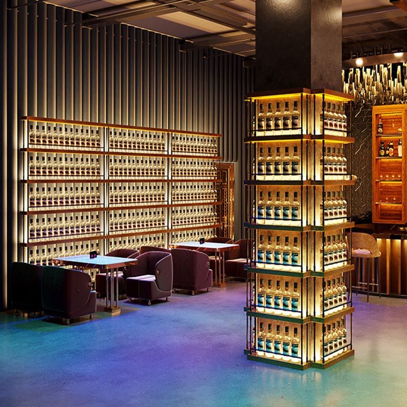 Pastel de vino de metal moderno con estante de soporte de vino de piso de estante para restaurantes