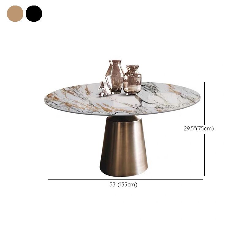 Traditional Luxury Round Dining Table Sintered Stone Top Table with Pedestal Base Clearhalo 'Dining Tables & Seating' 'Dining Tables' 'dining_table' 'furn' 'furn_dining_table' 'Furniture' 'Kitchen & Dining Furniture' 1200x1200_85929ab2-886d-4573-85d0-096ec7645493