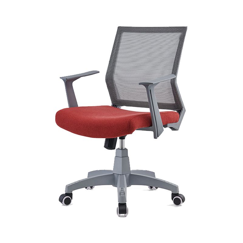 Mesh Mid Back Desk Chair Contemporary Fixed Arms Bureau stoel met wielen