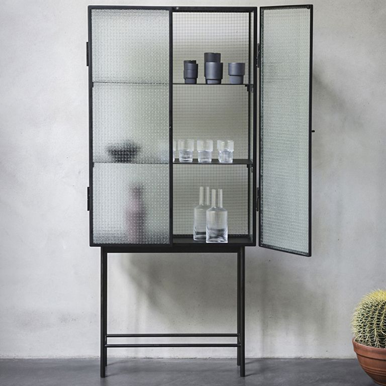 Tavolo da tabellone in altezza in metallo da 62 '' vetro a due porte server buffet per soggiorno