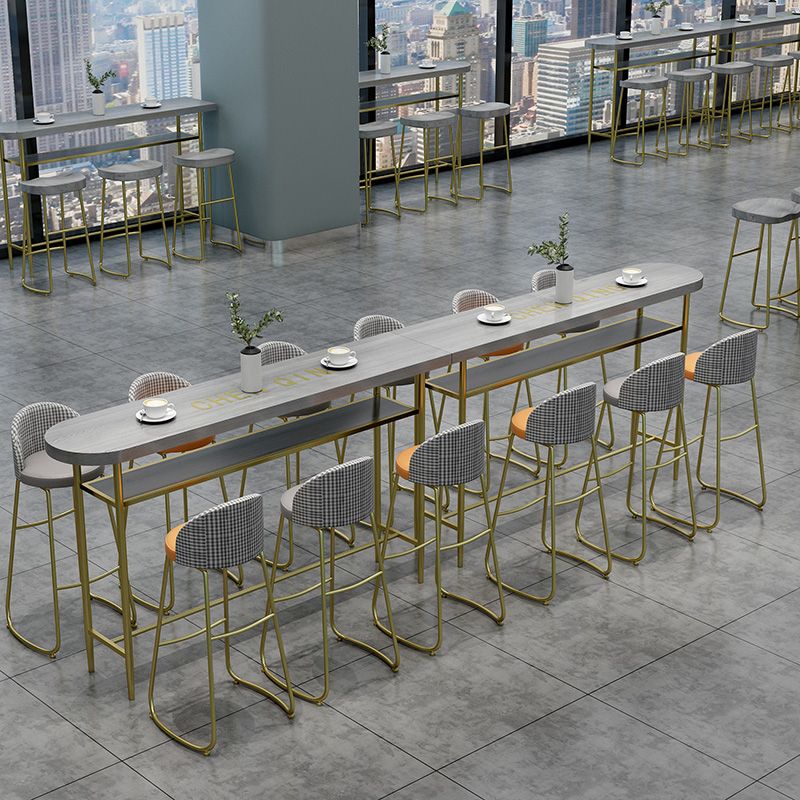 Living Room Oval Counter Height Set 1/2/4/7 Pieces Modern Wood Trestle Counter Set