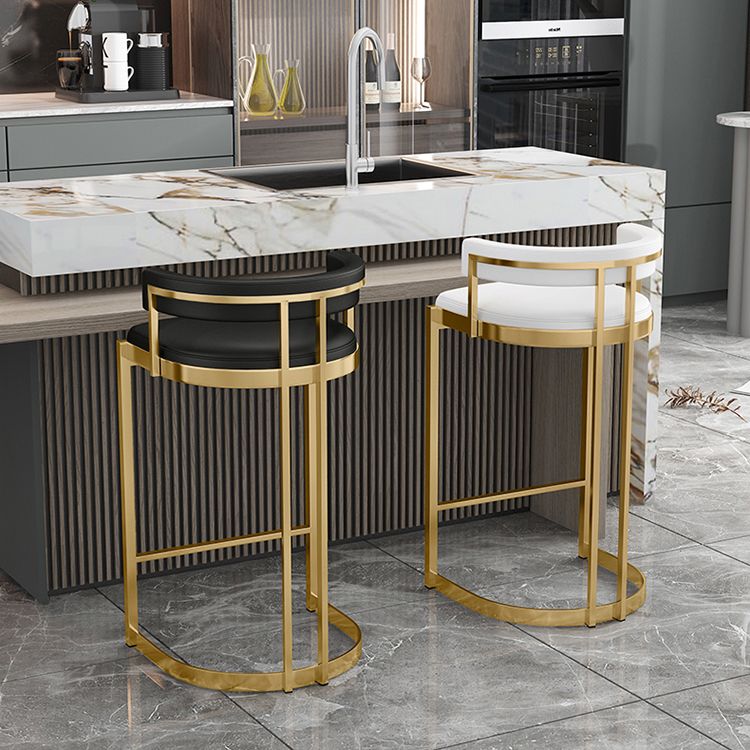 Glam Footrest Low Back Barstool Matte Finish PU Leather Matte Finish Coffee Shop Stool Clearhalo 'Bar Furniture' 'Bar Stools' 'bar_stools' 'furn' 'furn_bar_stools' 'furniture_bar_stools' 'Kitchen & Dining Furniture' 'kitchen&dining_furn' 'kitchen' 'kitchen_furn' Furniture' 1200x1200_859d9892-d23c-451f-a041-a325d2b7843d